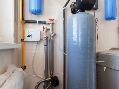 Boiler Room With Containers And Pipes